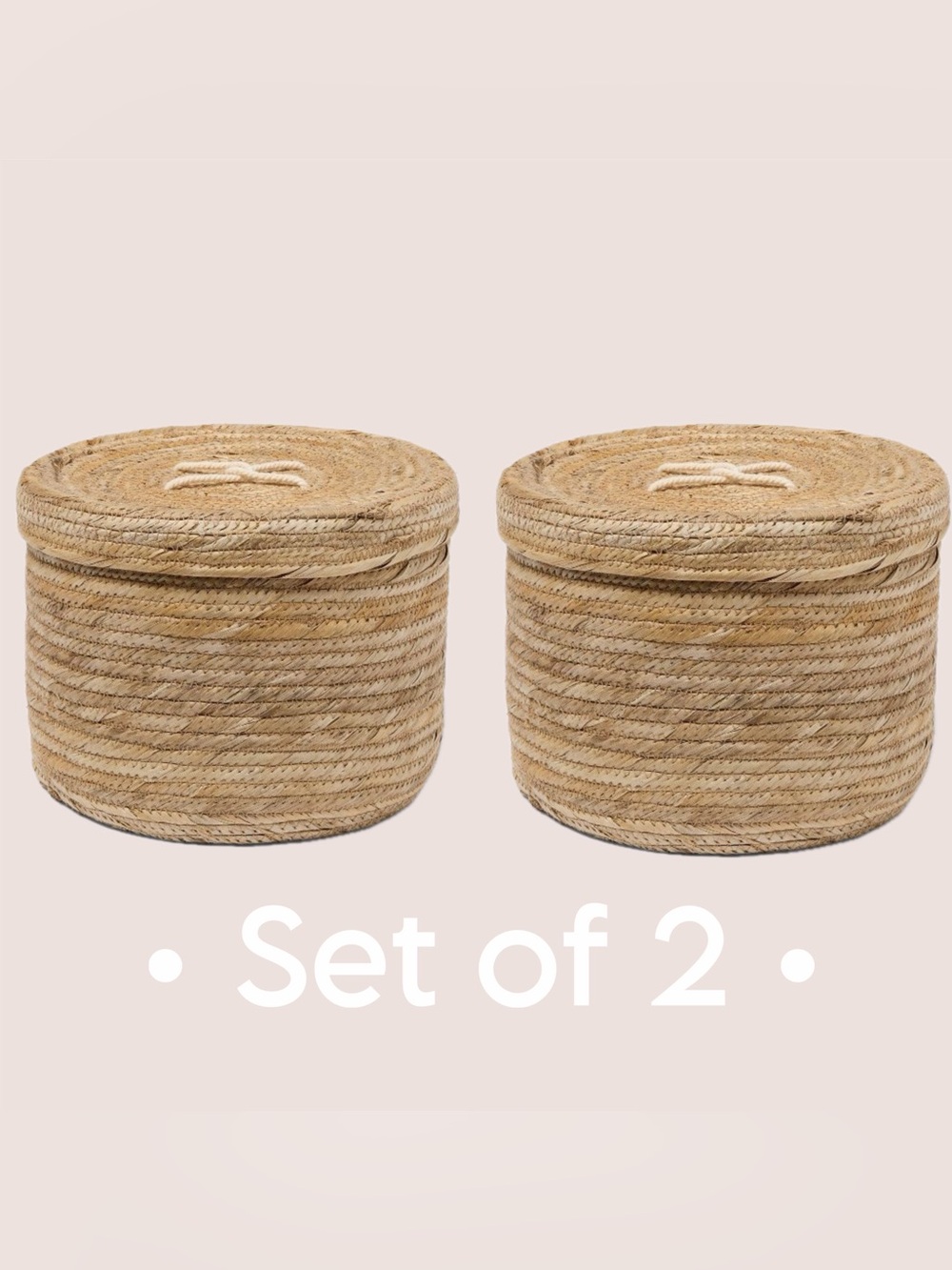 Round Banana Twist Basket with Lid •Set of 2•